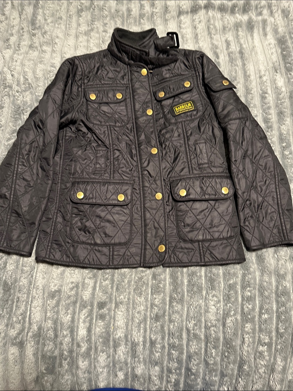 Barbour Black Quilted Kids Jacket with Gold Hardware